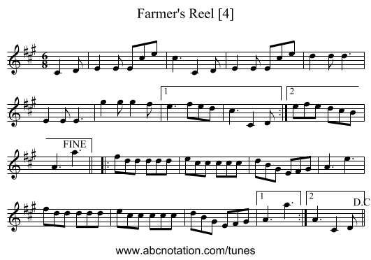 Farmer's Reel [4] - staff notation