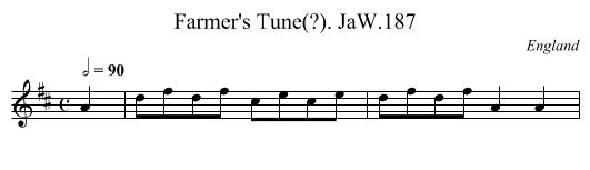 Farmer's Tune(?). JaW.187 - staff notation