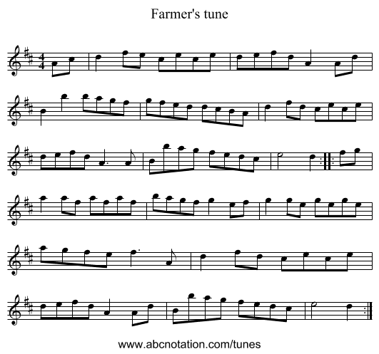 Farmer's tune - staff notation