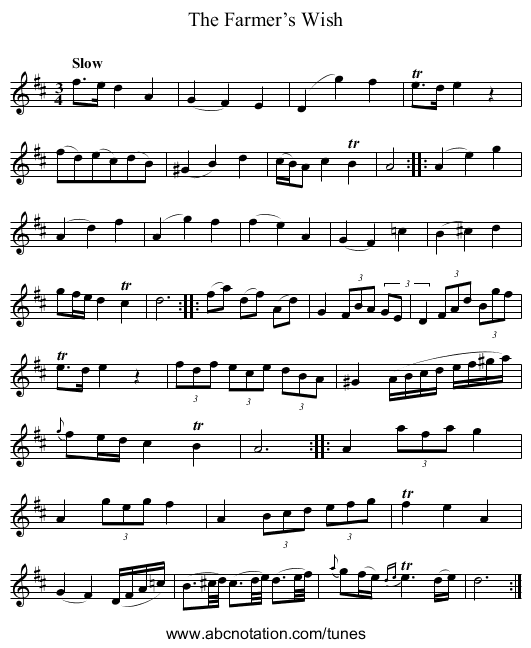 Farmer’s Wish, The - staff notation