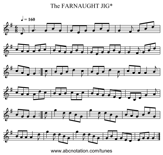 FARNAUGHT JIG*, The - staff notation
