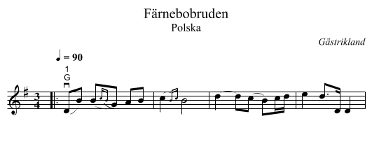 Färnebobruden - staff notation