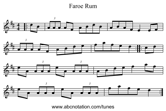 Faroe Rum - staff notation