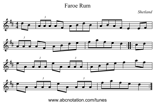 Faroe Rum - staff notation