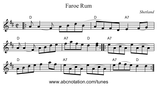 Faroe Rum - staff notation
