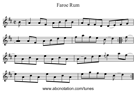 Faroe Rum - staff notation