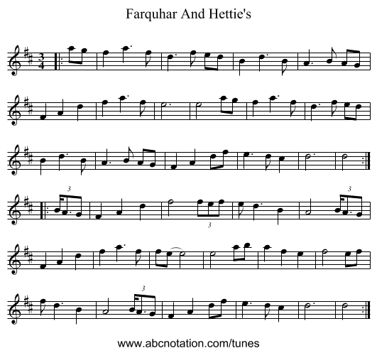 Farquhar And Hettie's - staff notation