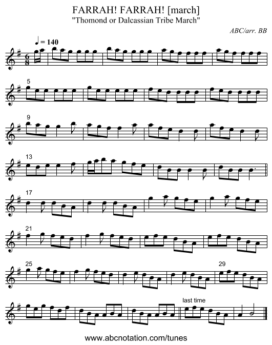 FARRAH! FARRAH! [march] - staff notation