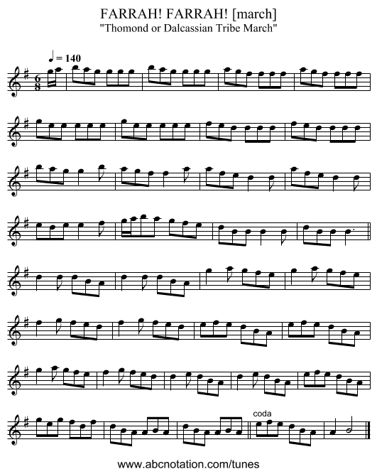 FARRAH! FARRAH! [march] - staff notation