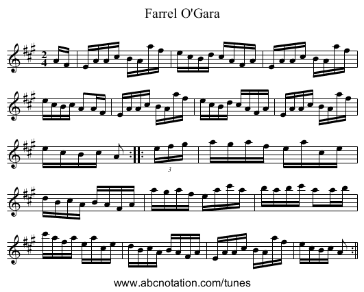 Farrel O'Gara - staff notation