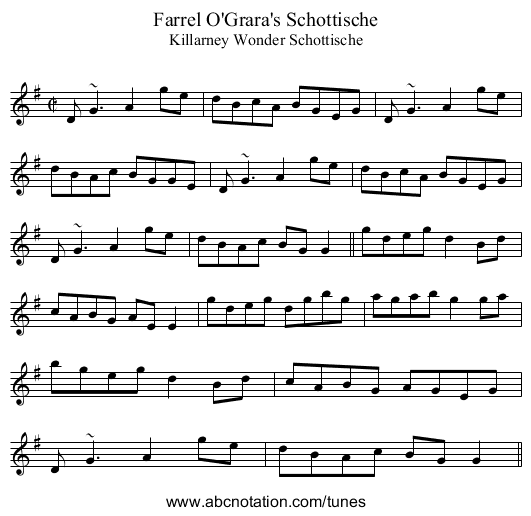 Farrel O'Grara's Schottische - staff notation