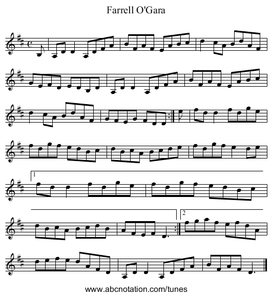 Farrell O'Gara - staff notation