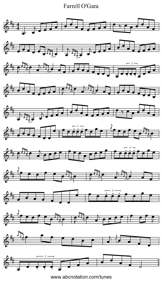 Farrell O'Gara - staff notation