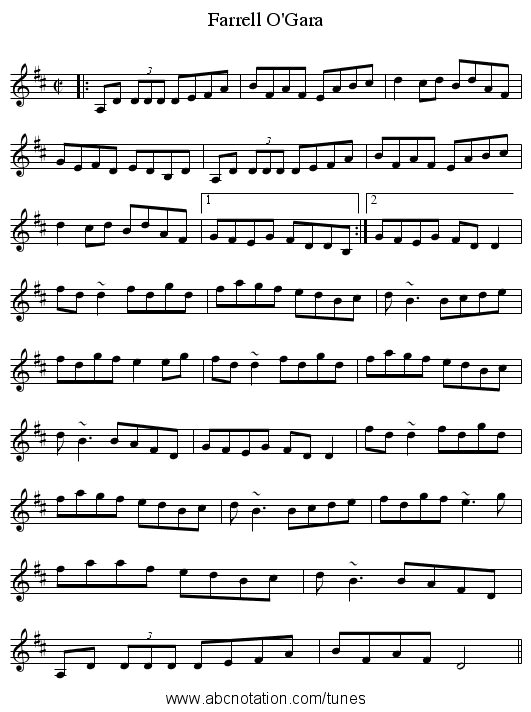 Farrell O'Gara - staff notation