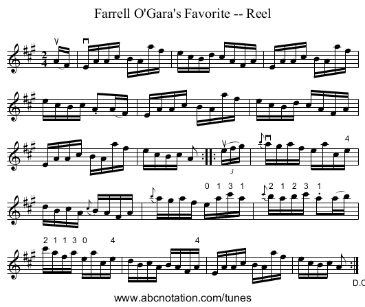 Farrell O'Gara's Favorite -- Reel - staff notation