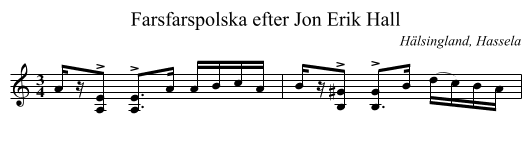 Farsfarspolska efter Jon Erik Hall - staff notation
