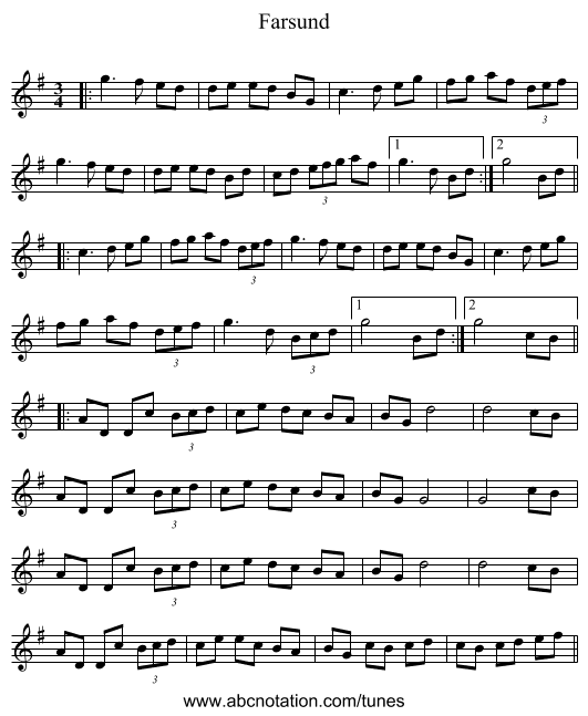 Farsund - staff notation