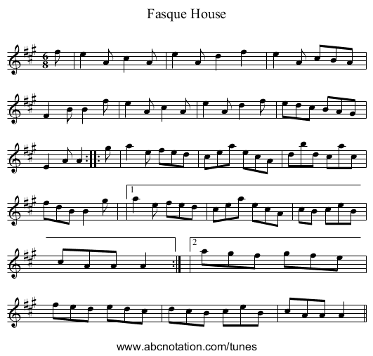 Fasque House - staff notation