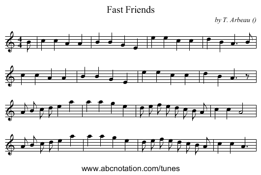 Fast Friends - staff notation