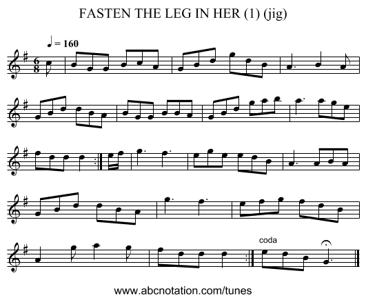 FASTEN THE LEG IN HER (1) (jig) - staff notation