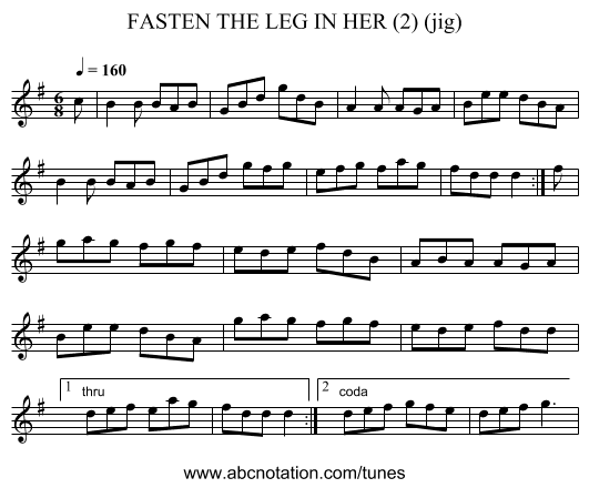 FASTEN THE LEG IN HER (2) (jig) - staff notation