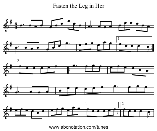 Fasten the Leg in Her - staff notation