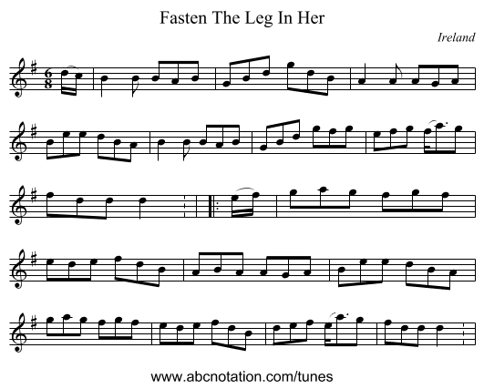 Fasten The Leg In Her - staff notation