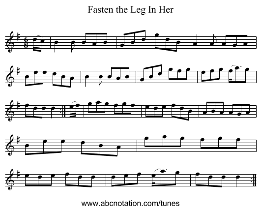 Fasten the Leg In Her - staff notation