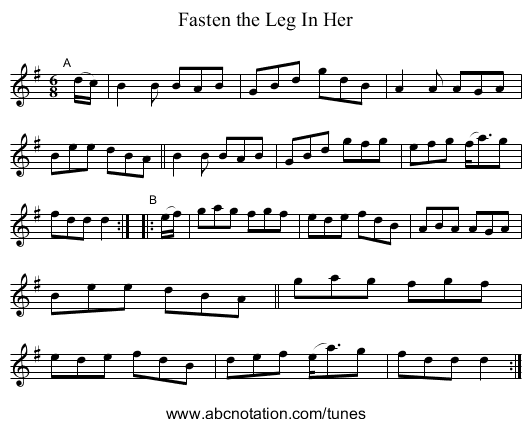 Fasten the Leg In Her - staff notation