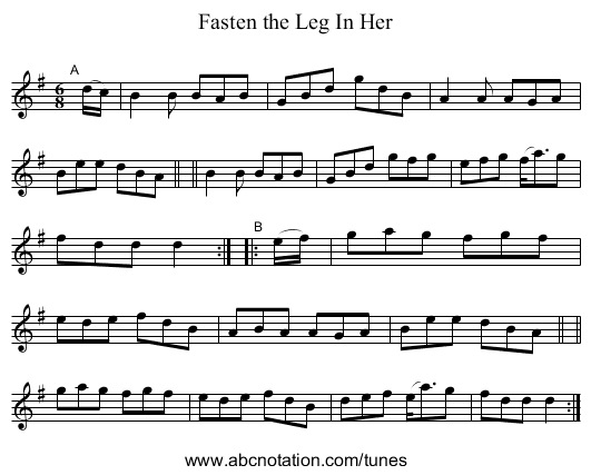 Fasten the Leg In Her - staff notation