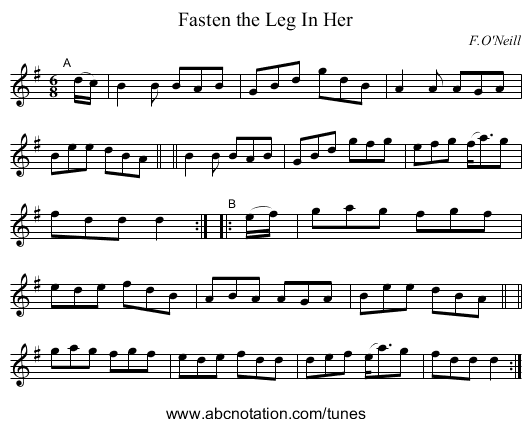 Fasten the Leg In Her - staff notation