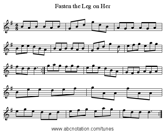 Fasten the Leg on Her - staff notation