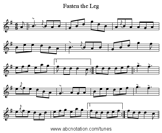 Fasten the Leg - staff notation