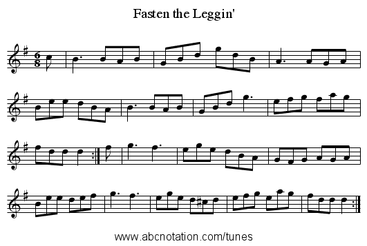 Fasten the Leggin' - staff notation