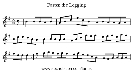Fasten the Legging - staff notation