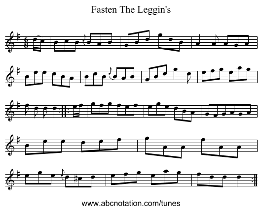 Fasten The Leggin's - staff notation