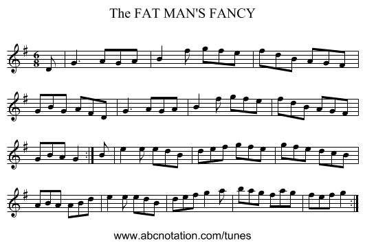 FAT MAN'S FANCY, The - staff notation