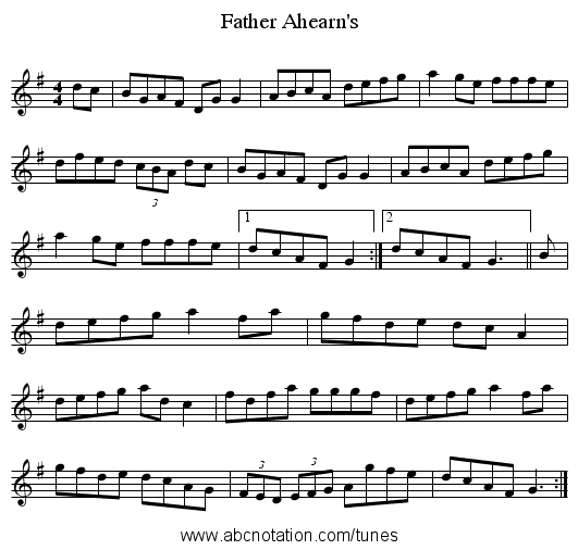 Father Ahearn's - staff notation