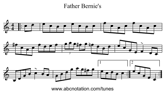 Father Bernie's - staff notation