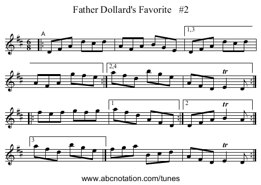 Father Dollard's Favorite   #2 - staff notation