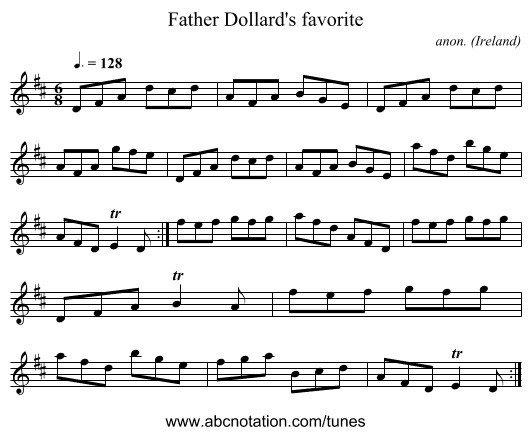 Father Dollard's favorite - staff notation