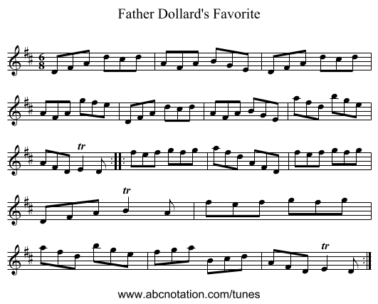 Father Dollard's Favorite - staff notation