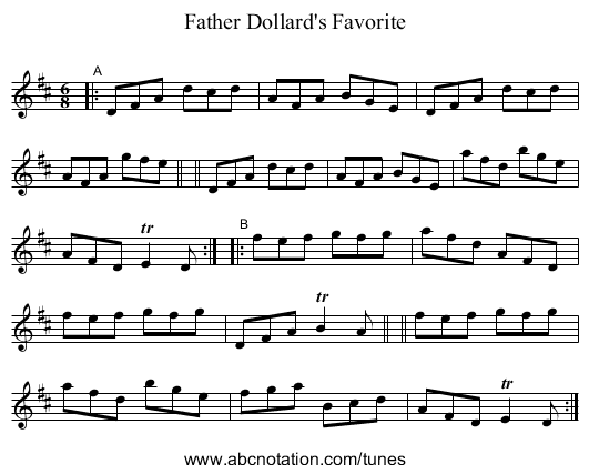 Father Dollard's Favorite - staff notation