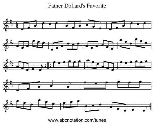 Father Dollard's Favorite - staff notation
