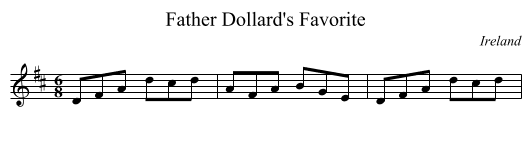 Father Dollard's Favorite - staff notation