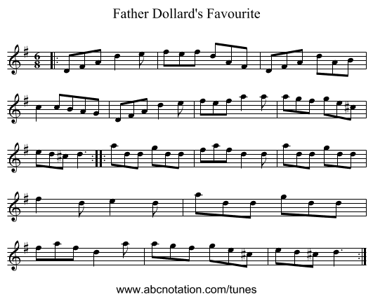 Father Dollard's Favourite - staff notation