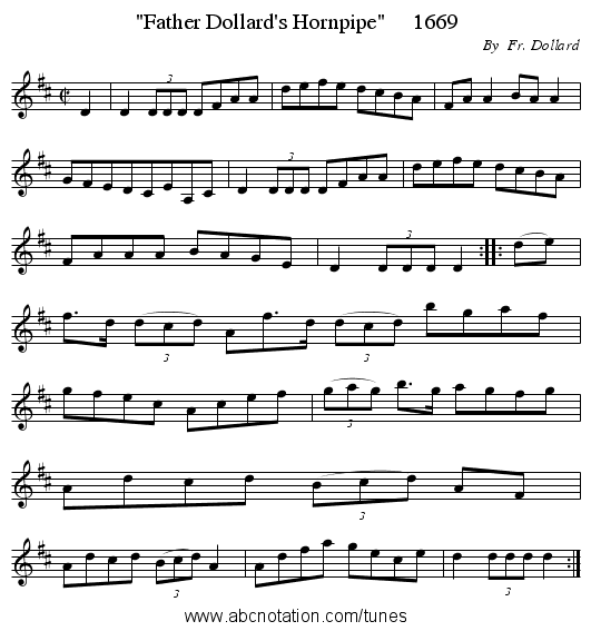 Father Dollard's Hornpipe 1669 - staff notation