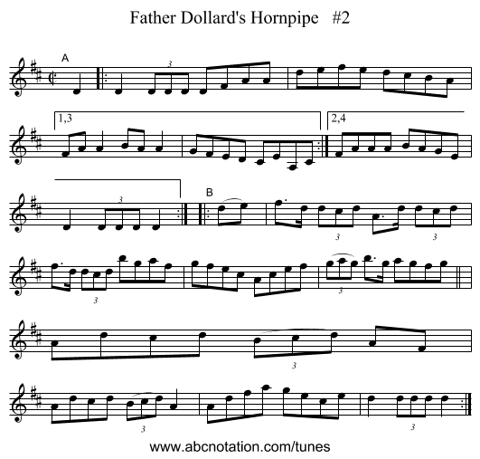 Father Dollard's Hornpipe   #2 - staff notation