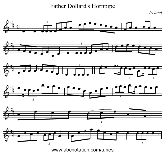 Father Dollard's Hornpipe - staff notation