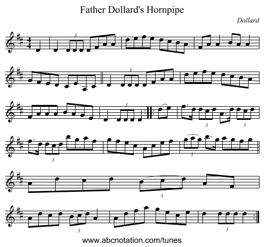 Father Dollard's Hornpipe - staff notation